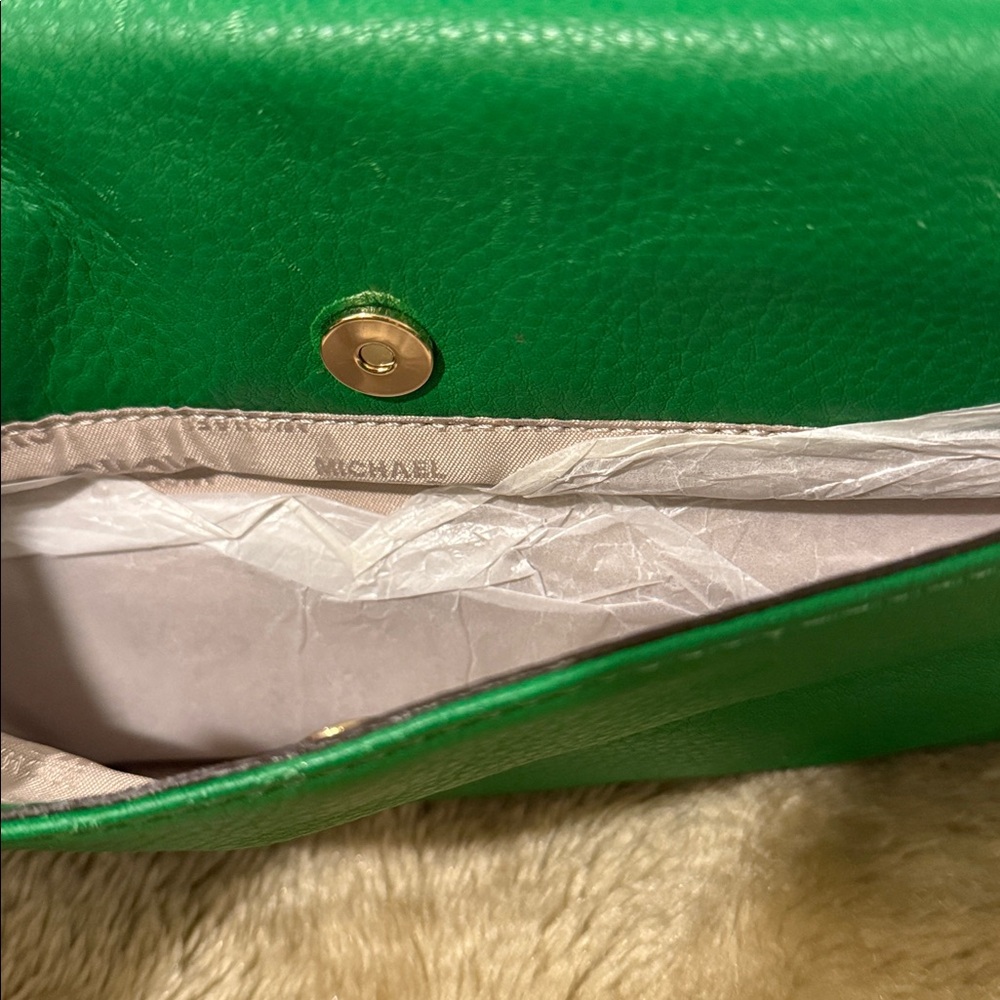 Michael Kors Emerald Green Leather Clutch - Picture 5 of 13